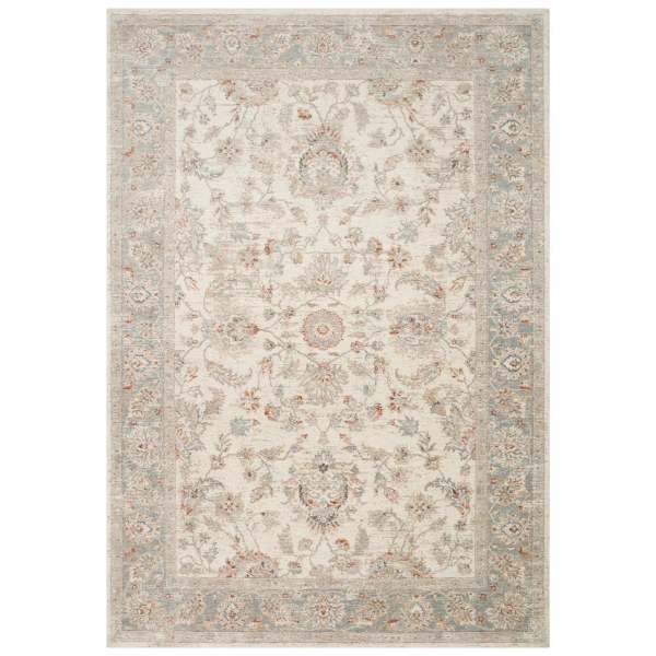Eko Halı Efes 04 Cream Grey Klasik Desenli Yumuşak Tuşeli Polyester Makine Halısı