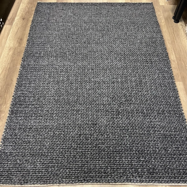 Eko Halı Jade Basketweave Antrasit Naturel Kazak Örgü Desenli El Dokuma Örgü Kilim