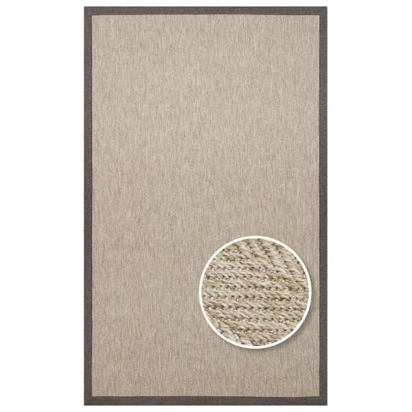 Eko Halı Ventura VNT 2704 L.Beige Bordür Dark Mix Sisal Görünümlü İç ve Dış Mekan Uyumlu Hav Vermeyen Modern Dokuma Halı