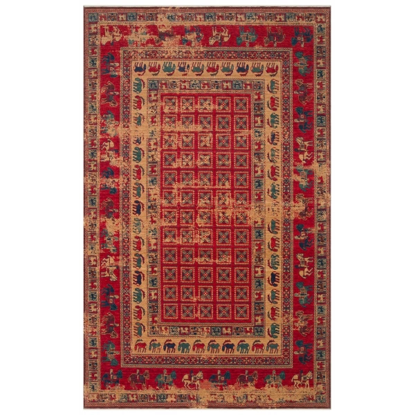 Hoom Rugs Cadis KDM 08 Red Vintage El Emeği Yüksek Kara Tezgah Halısı