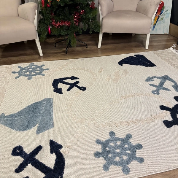 Hoom Rugs Kids Açık Renk Gemici Desenli Çocuk Halısı