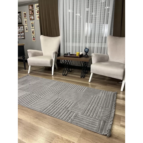 Hoom Rugs Prag 9202 Koyu Gri Modern Makina Halısı