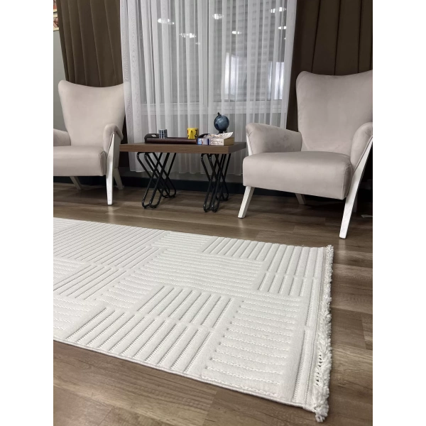 Hoom Rugs Prag 9206 Krem Modern Makina Halısı