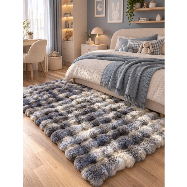 Hoom Rugs Rabbit 420 Multi Gri Çift Renkli Peluş Halı