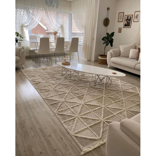 Hoom Rugs Step 2201 Krem İskandinav Halı