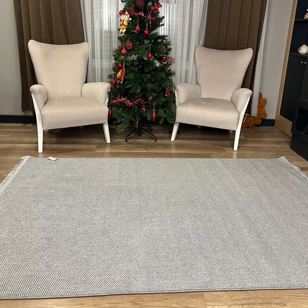 Hoom Rugs Vega S5486A Açık Gri Hav Toz Vermez Hasır Dokuma Modern Makina Halısı