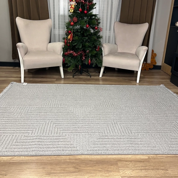 Hoom Rugs Vega S5511A Açık Gri Hav Toz Vermez Hasır Dokuma Modern Makina Halısı