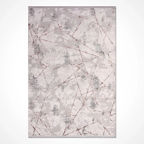 İpek Mekik Halı Filiya 11254 Krem Gri Modern Salon Halısı