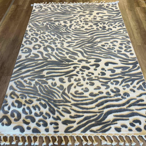 İpek Mekik Halı Lux 11705 White Grey Modern İskandinav Halı