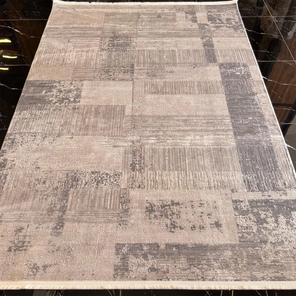 Sanat Halı Mira 3571 Gri Krem Modern Salon Halısı