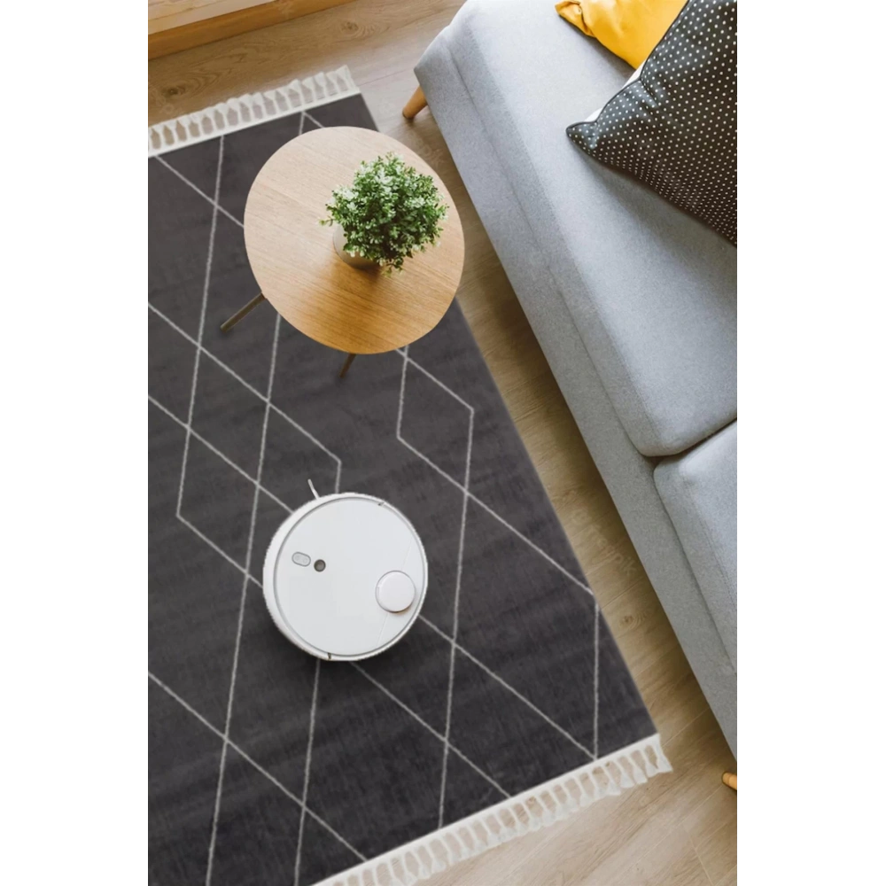 Eko Halı Urban URB 02 Black Grey Etnik Desenlere Sahip Hav Toz Vermez Yumuşak Dokulu Modern Halı