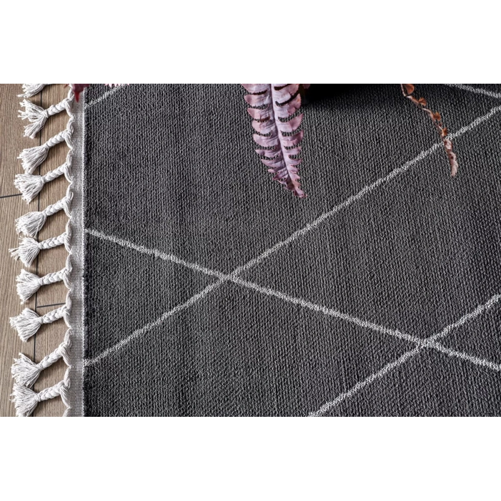 Eko Halı Urban URB 02 Black Grey Etnik Desenlere Sahip Hav Toz Vermez Yumuşak Dokulu Modern Halı