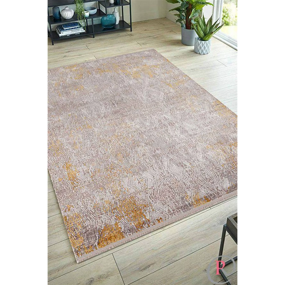 Sanat Halı Doku 1083 Gri Hardal Modern Salon Halısı