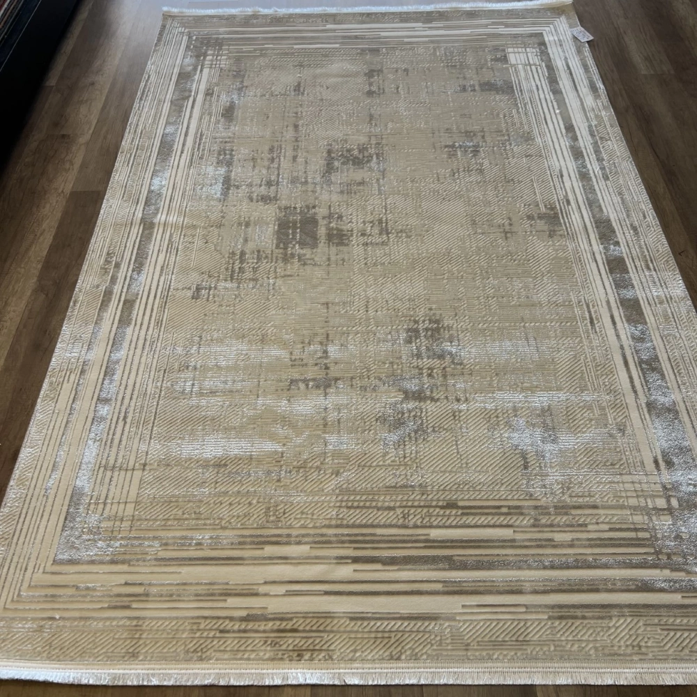 İpek Halı Sihir 17306 Beyaz Krem Modern Salon Halısı