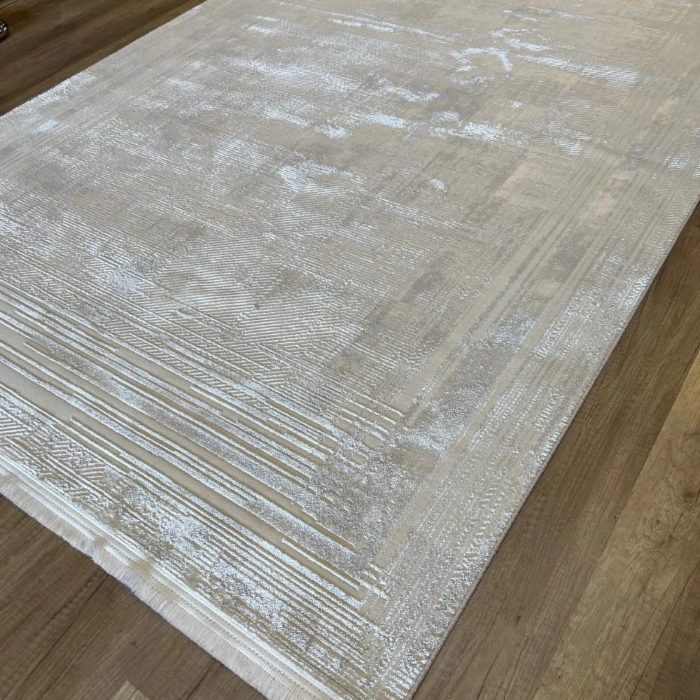 İpek Halı Sihir 17306 Beyaz Krem Modern Salon Halısı