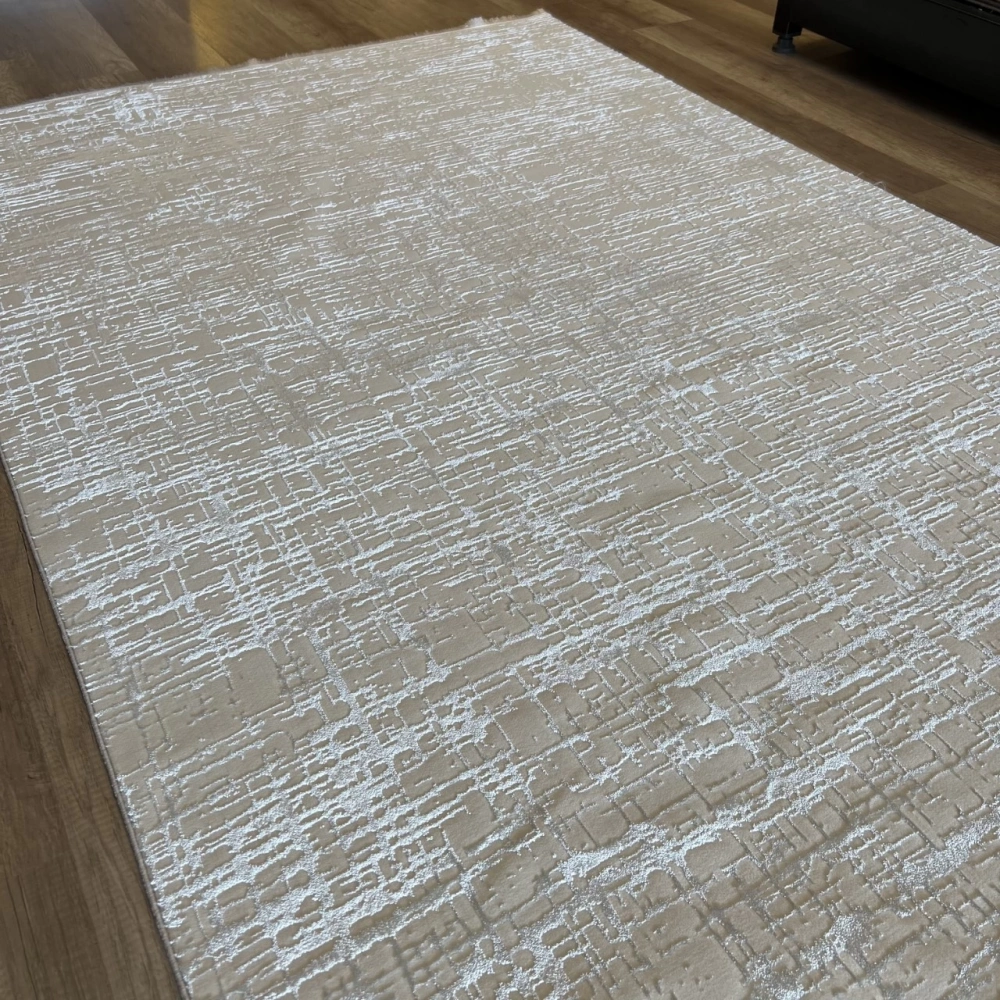 İpek Halı Sihir 17309 Beyaz Krem Modern Salon Halısı