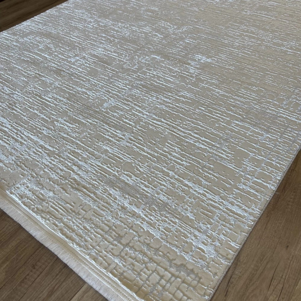 İpek Halı Sihir 17309 Beyaz Krem Modern Salon Halısı