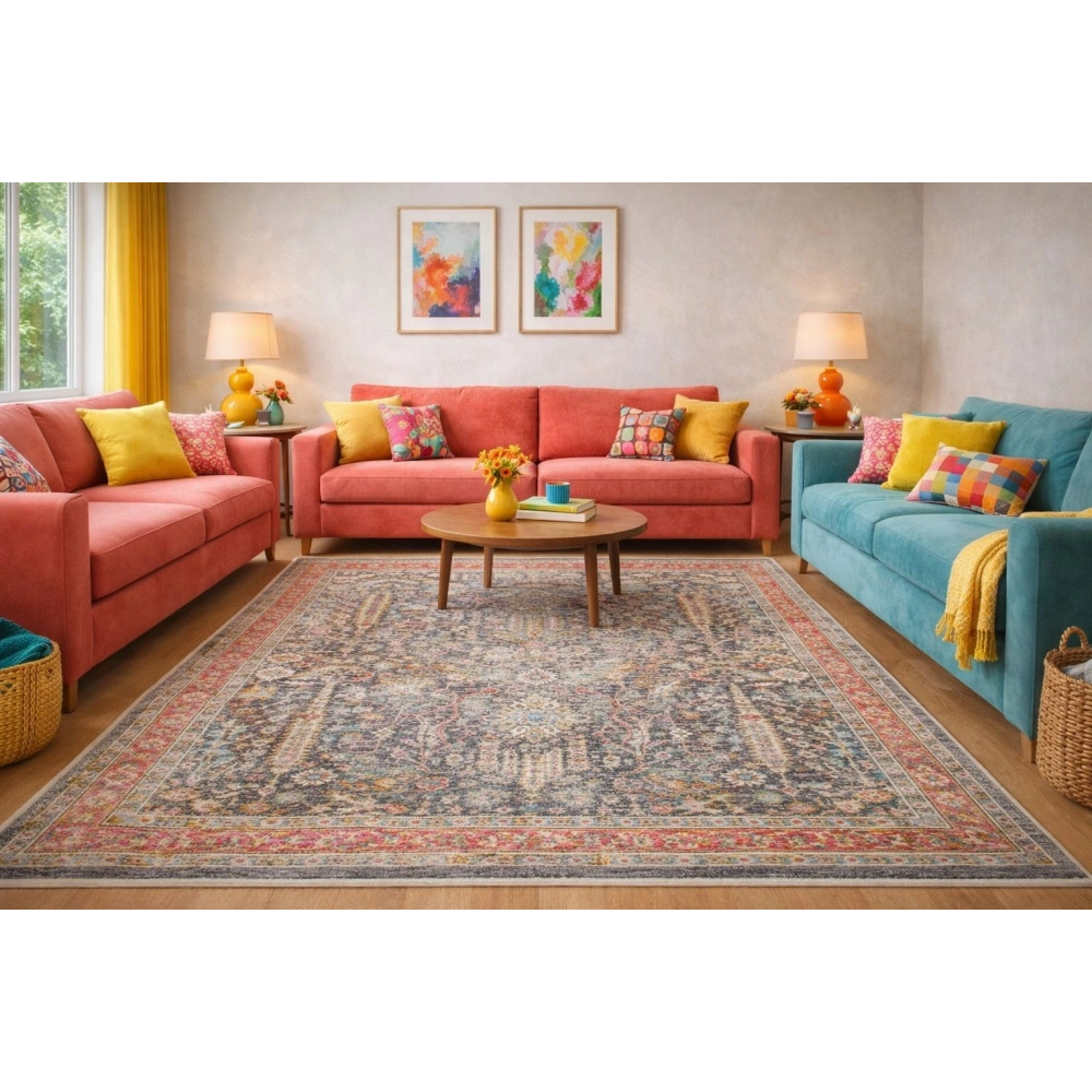 Eko Halı Sofia SOF 01 Multy Uşak Motifli Renkli Makine Halısı