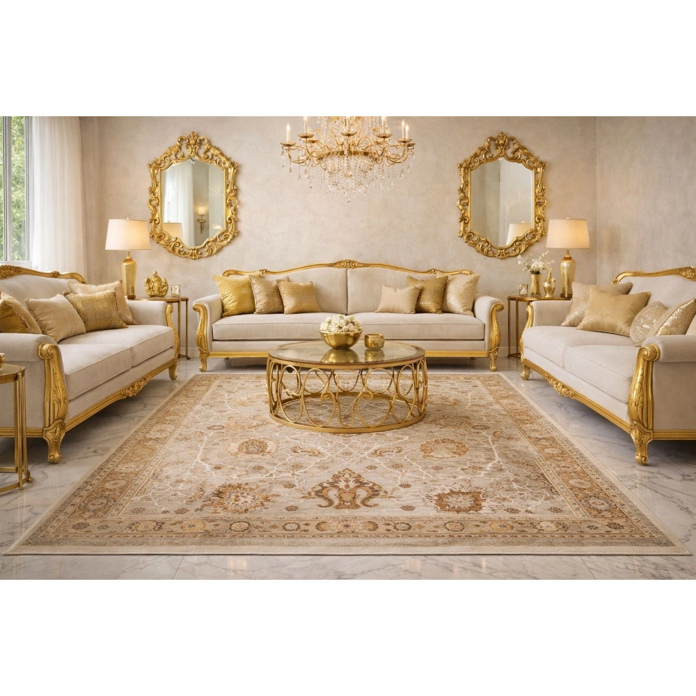 Eko Halı Sofia SOF 05 Cream Gold Uşak Motifli Renkli Makine Halısı