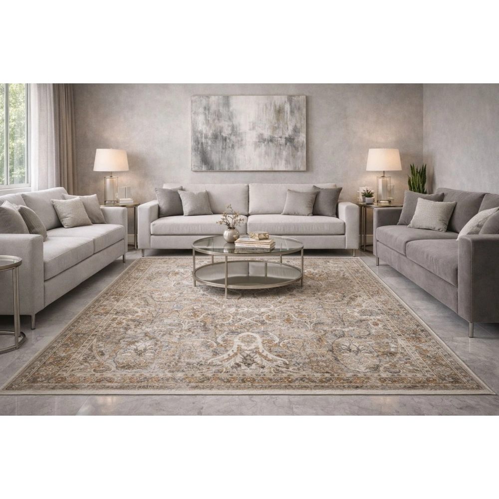 Eko Halı Sofia SOF 02 Cream Gold Uşak Motifli Renkli Makine Halısı