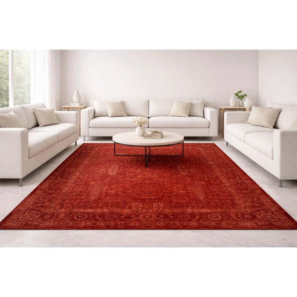 Eko Halı Shıraz SHR 03 Red Vintage Tarzlı Yumuşak Dokulu Modern Makine Halısı