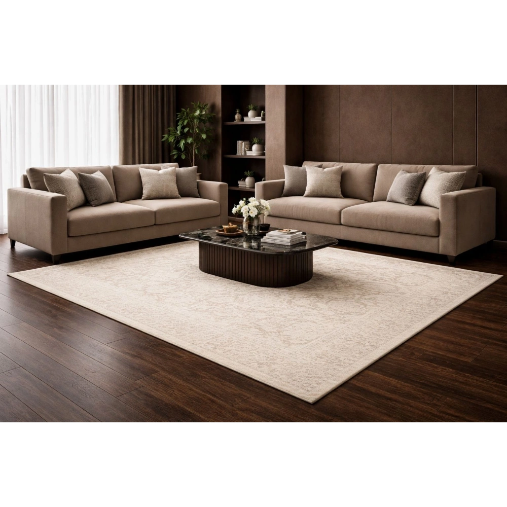 Eko Halı Shıraz SHR 01 Cream Vintage Tarzlı Yumuşak Dokulu Modern Makine Halısı