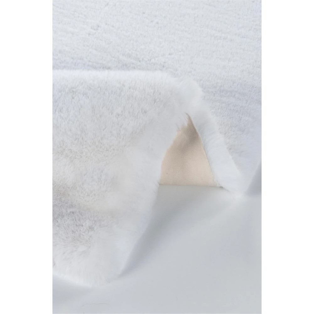 Apex Palma Beyaz Peluş Post Şekilli Halı