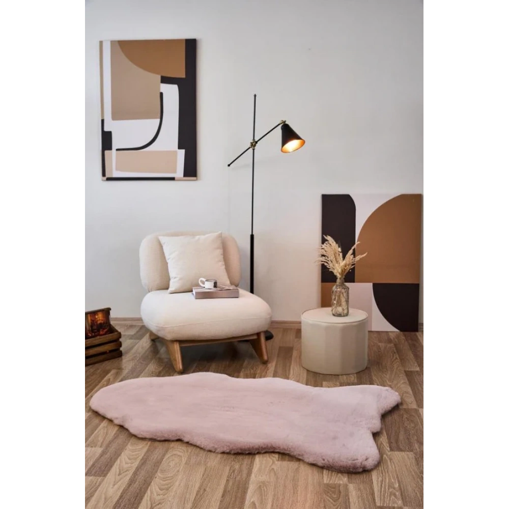 Apex Palma Pudra Peluş Post Şekilli Halı