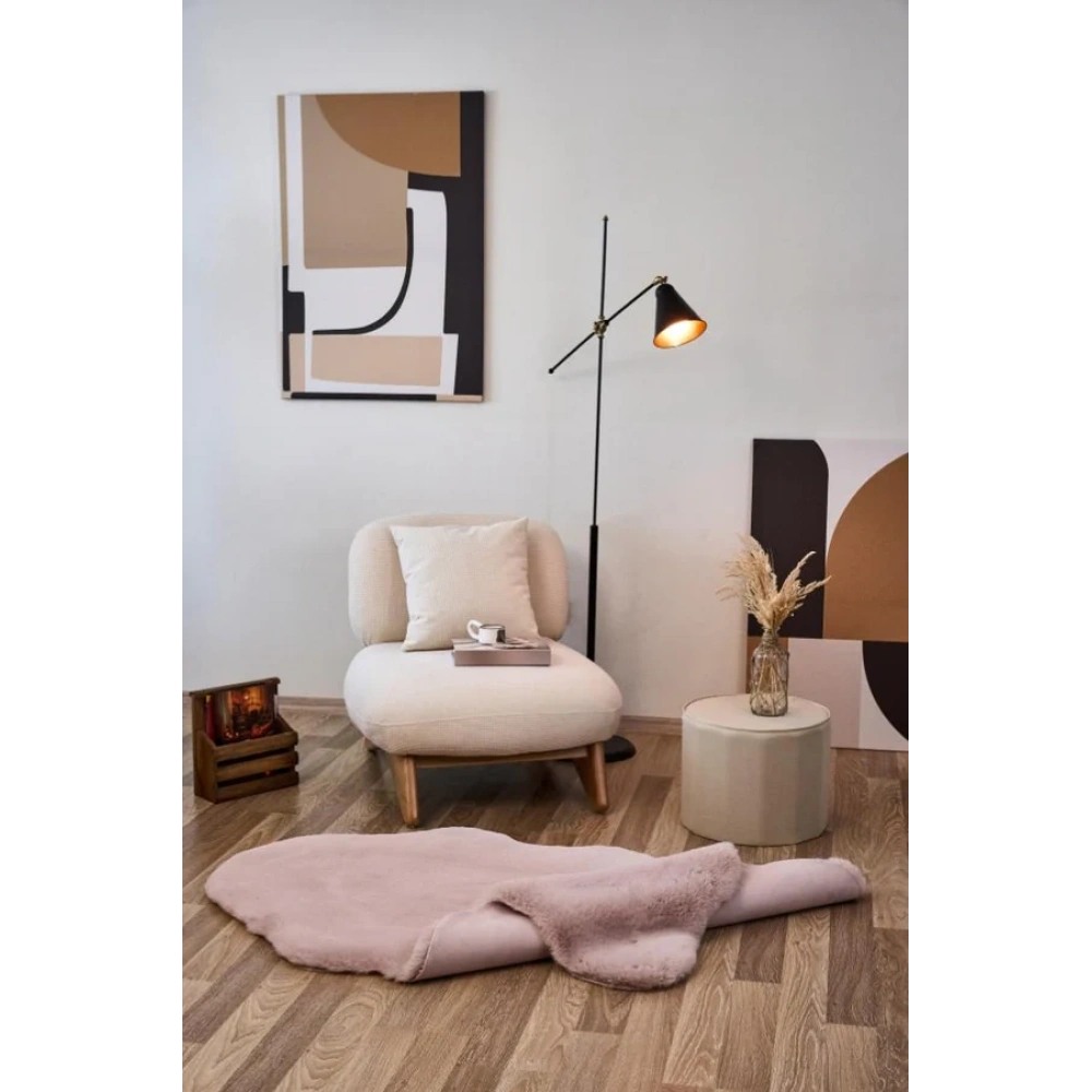 Apex Palma Pudra Peluş Post Şekilli Halı