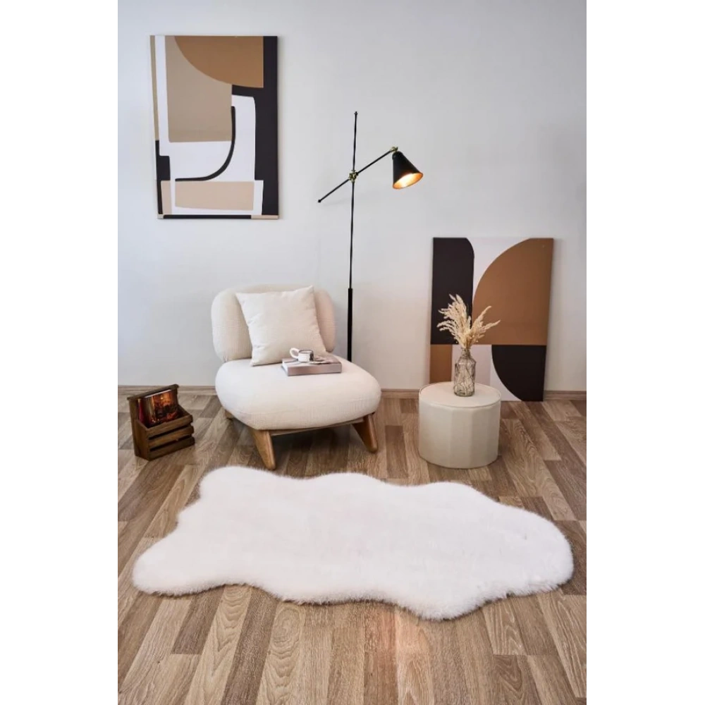 Apex Reiki Krem Peluş Post Şekilli Halı