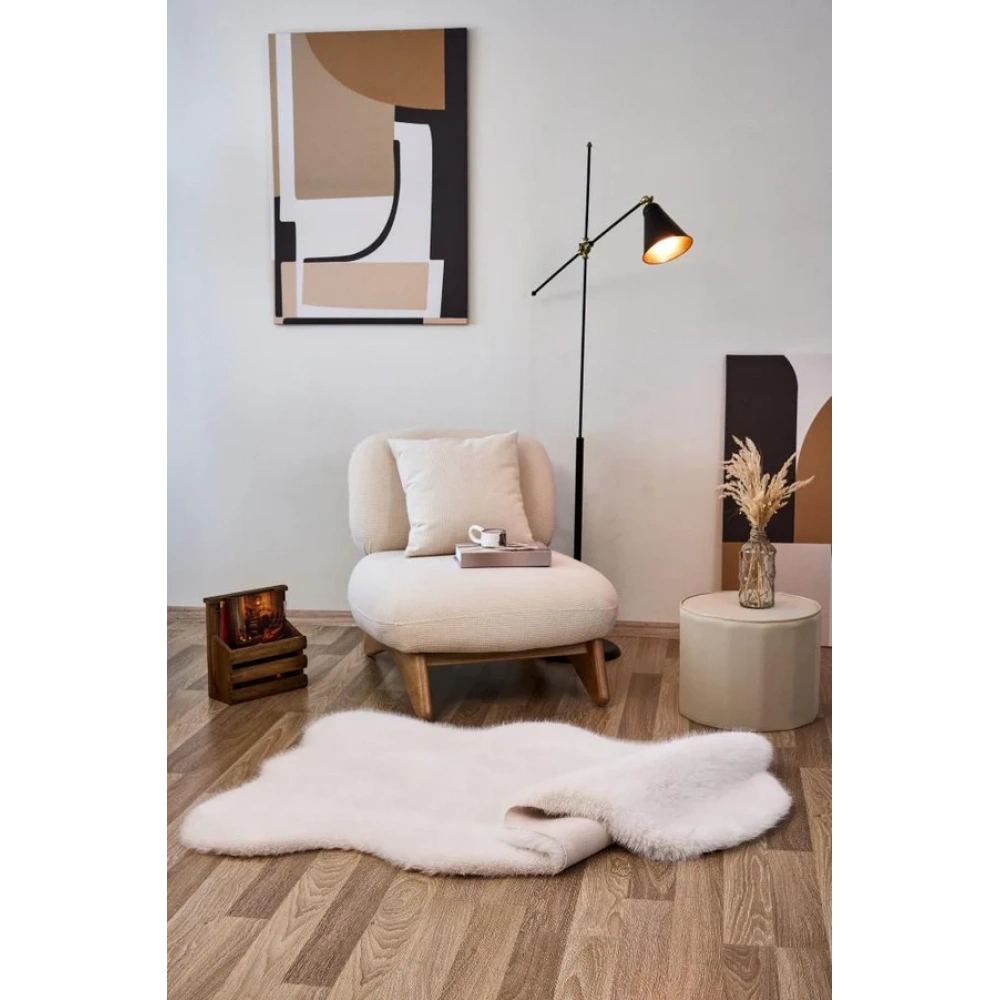 Apex Reiki Krem Peluş Post Şekilli Halı