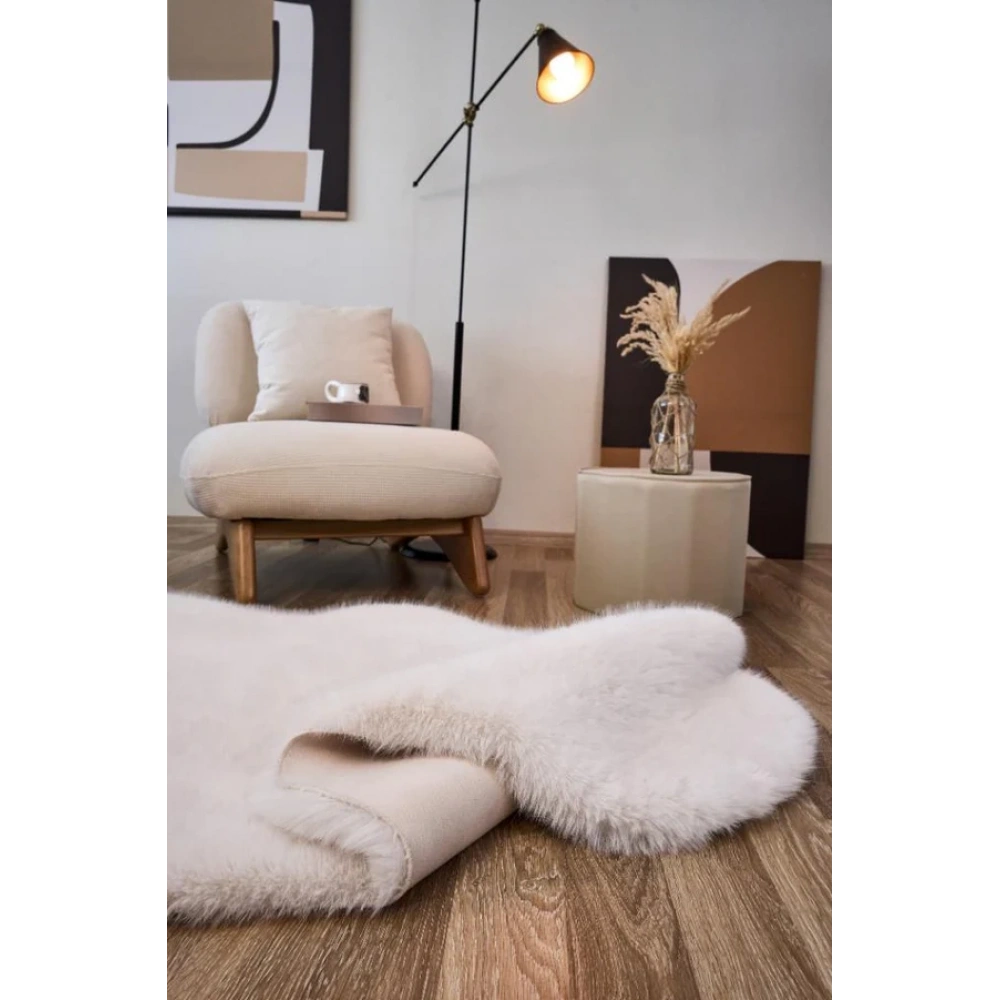 Apex Reiki Krem Peluş Post Şekilli Halı