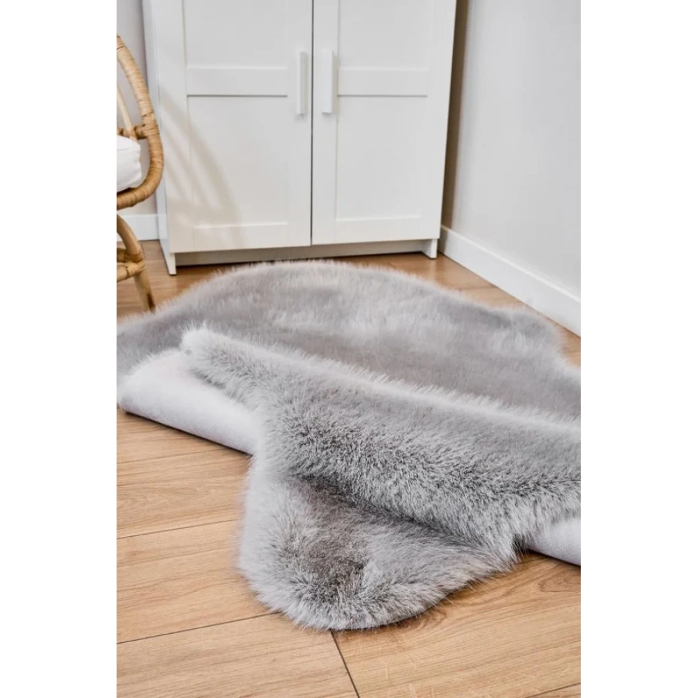 Apex Reiki Gri Peluş Post Şekilli Halı