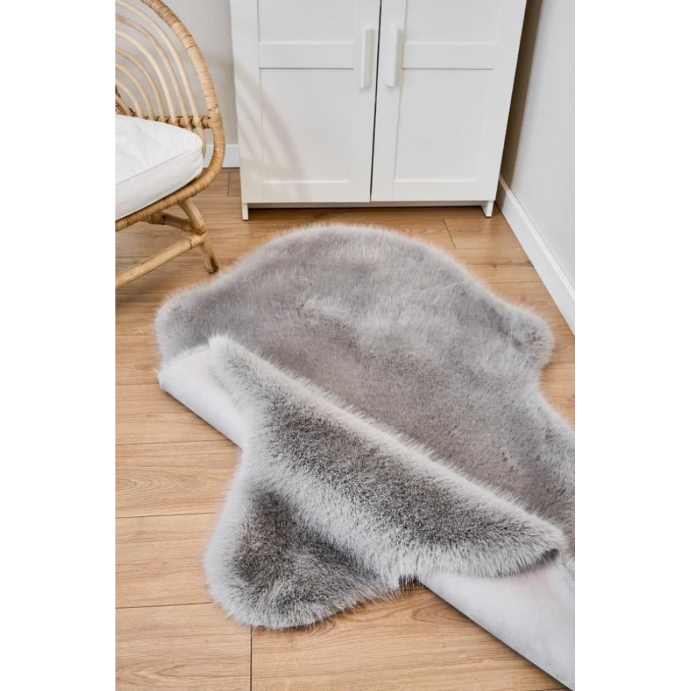 Apex Reiki Gri Peluş Post Şekilli Halı