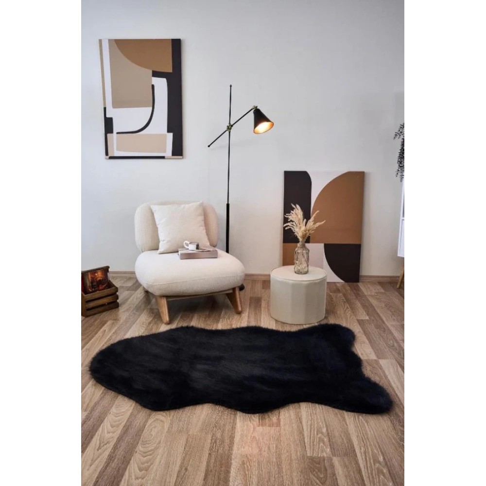 Apex Reiki Antrasit Peluş Post Şekilli Halı