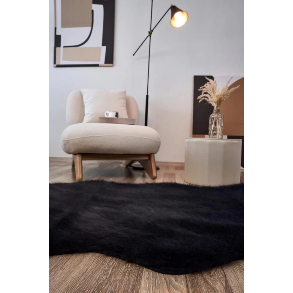 Apex Reiki Antrasit Peluş Post Şekilli Halı