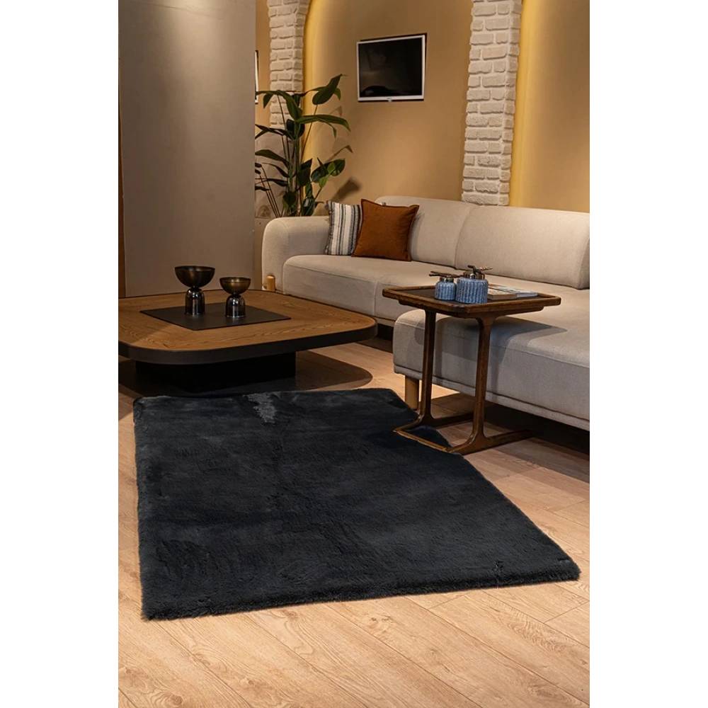 Apex Polo 8706 Antrasit Peluş Düz Şekilli Halı