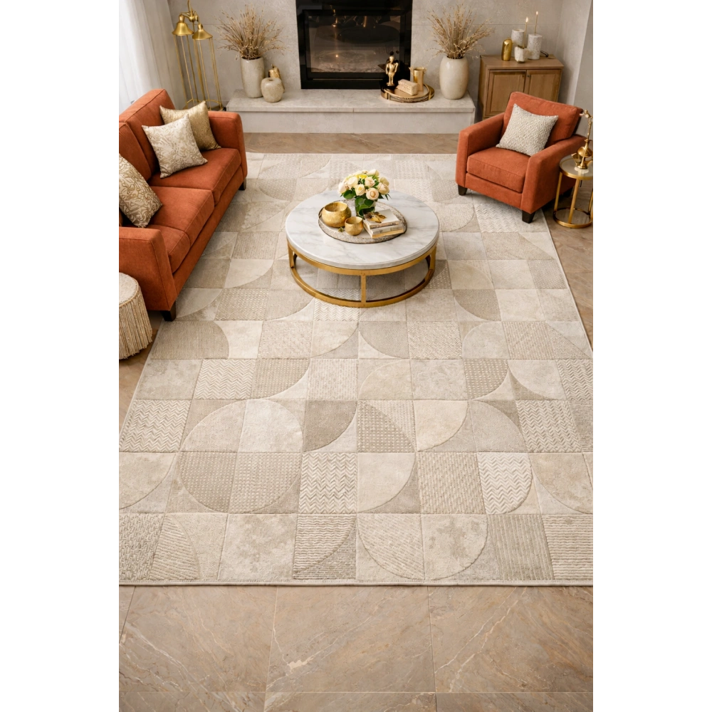 Luxess Lisbon 2003 Krem Akrilik Modern Makine Halısı