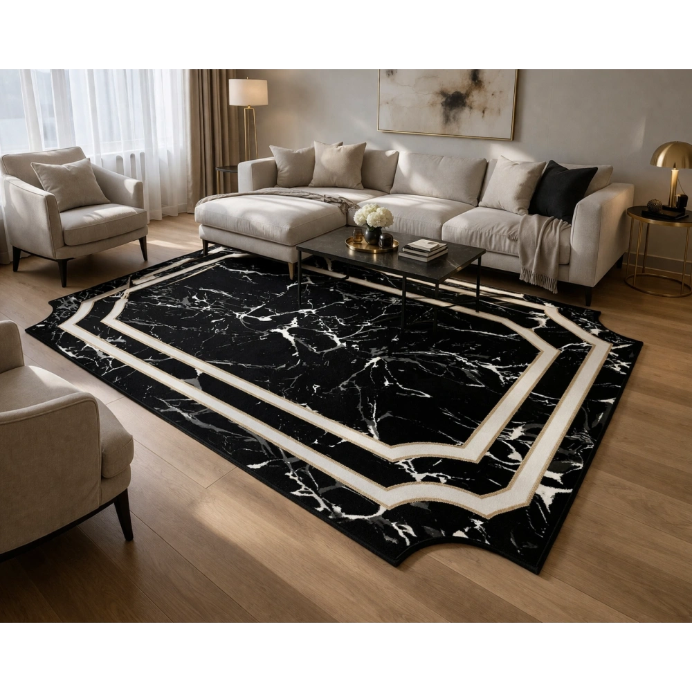 Bahariye Halı Deep 6088 X Siyah Modern Salon Halısı