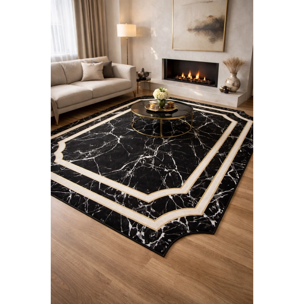 Bahariye Halı Deep 6088 X Siyah Modern Salon Halısı