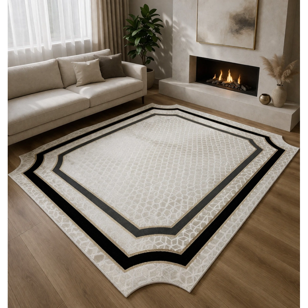 Bahariye Halı Deep 6089 X Krem Modern Salon Halısı