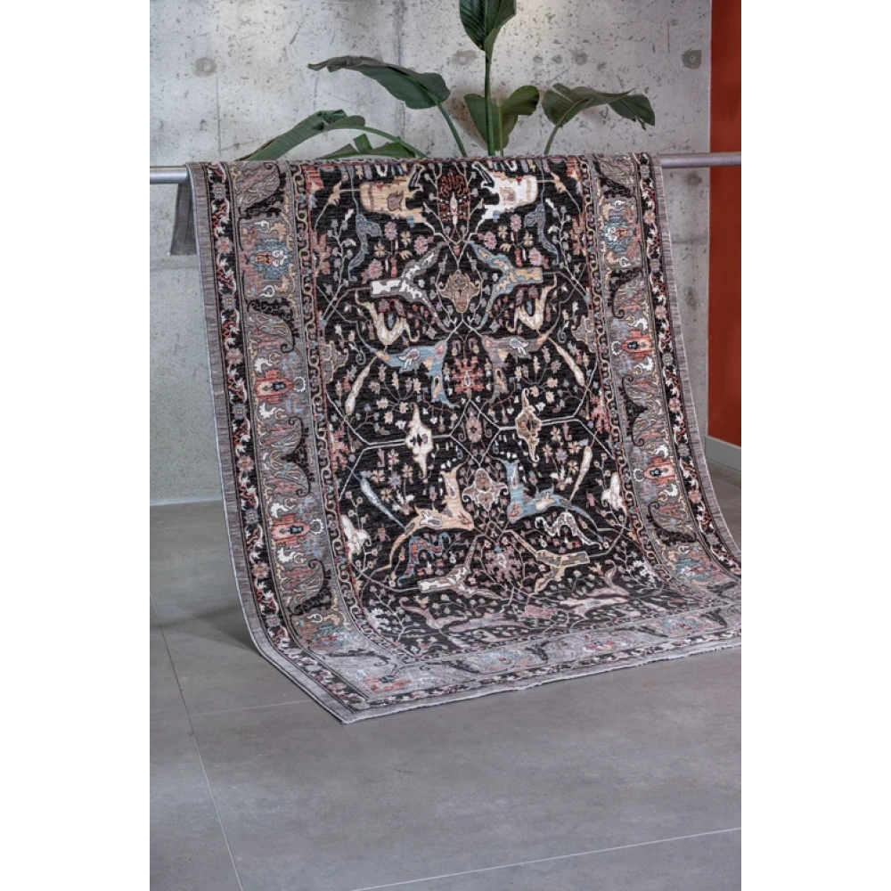 Apex Halı Ambiance 2971 Siyah Geleneksel Desenli Makine Halısı