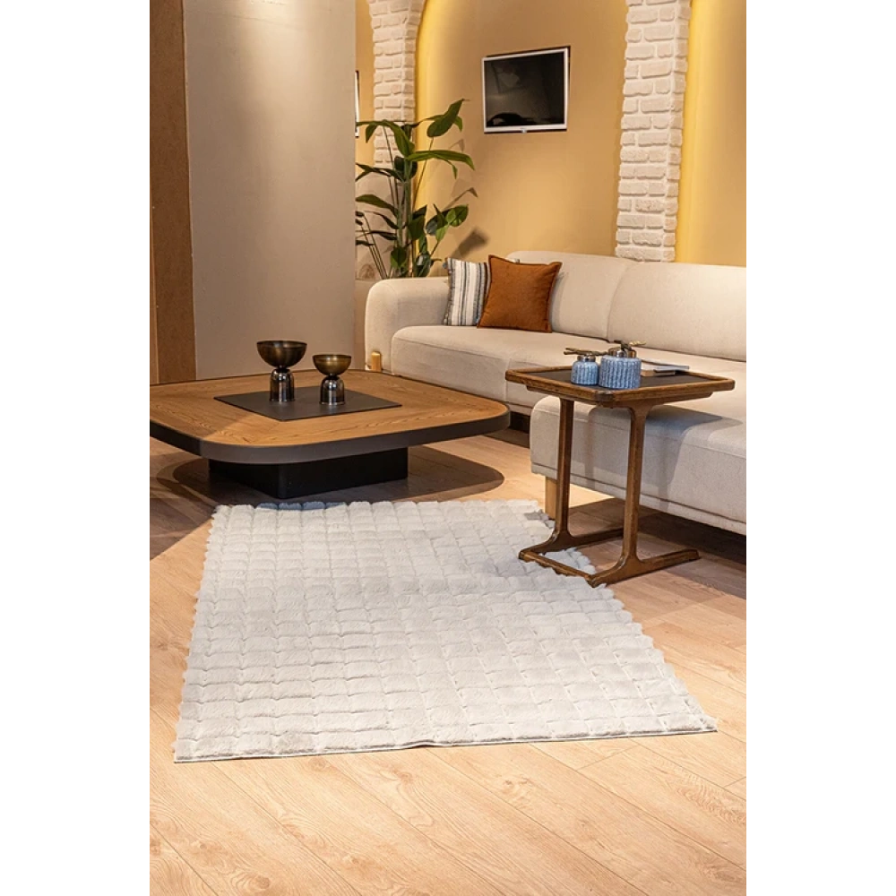 Apex Halı Diamante 7005 Gri Peluş Kaymaz Taban Dekoratif Halı