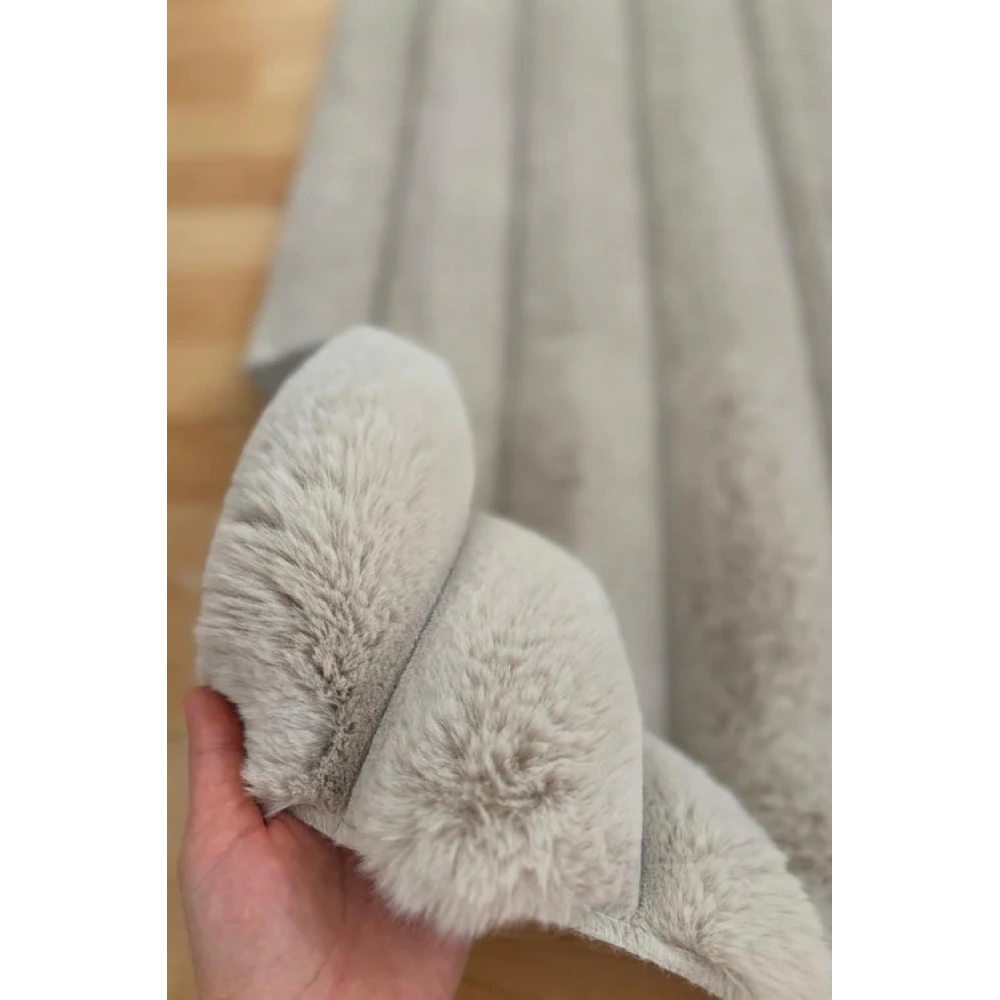 Apex Halı Linio 8053 Bej Peluş Kaymaz Taban Dekoratif Halı