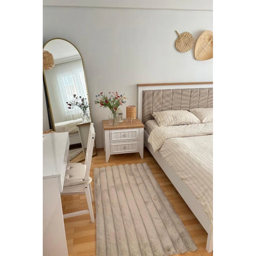 Apex Halı Linio 8053 Bej Peluş Kaymaz Taban Dekoratif Halı