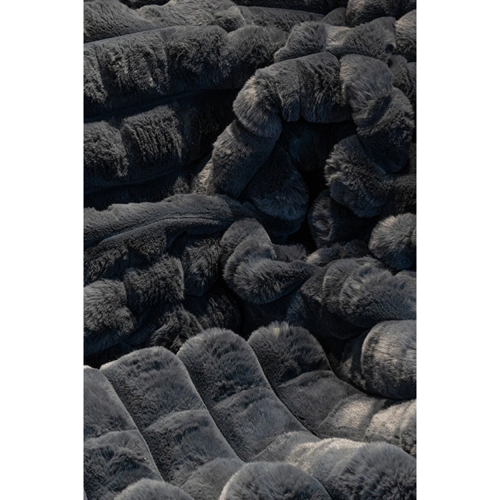 Apex Halı Linio 8056 Antrasit Peluş Kaymaz Taban Dekoratif Halı