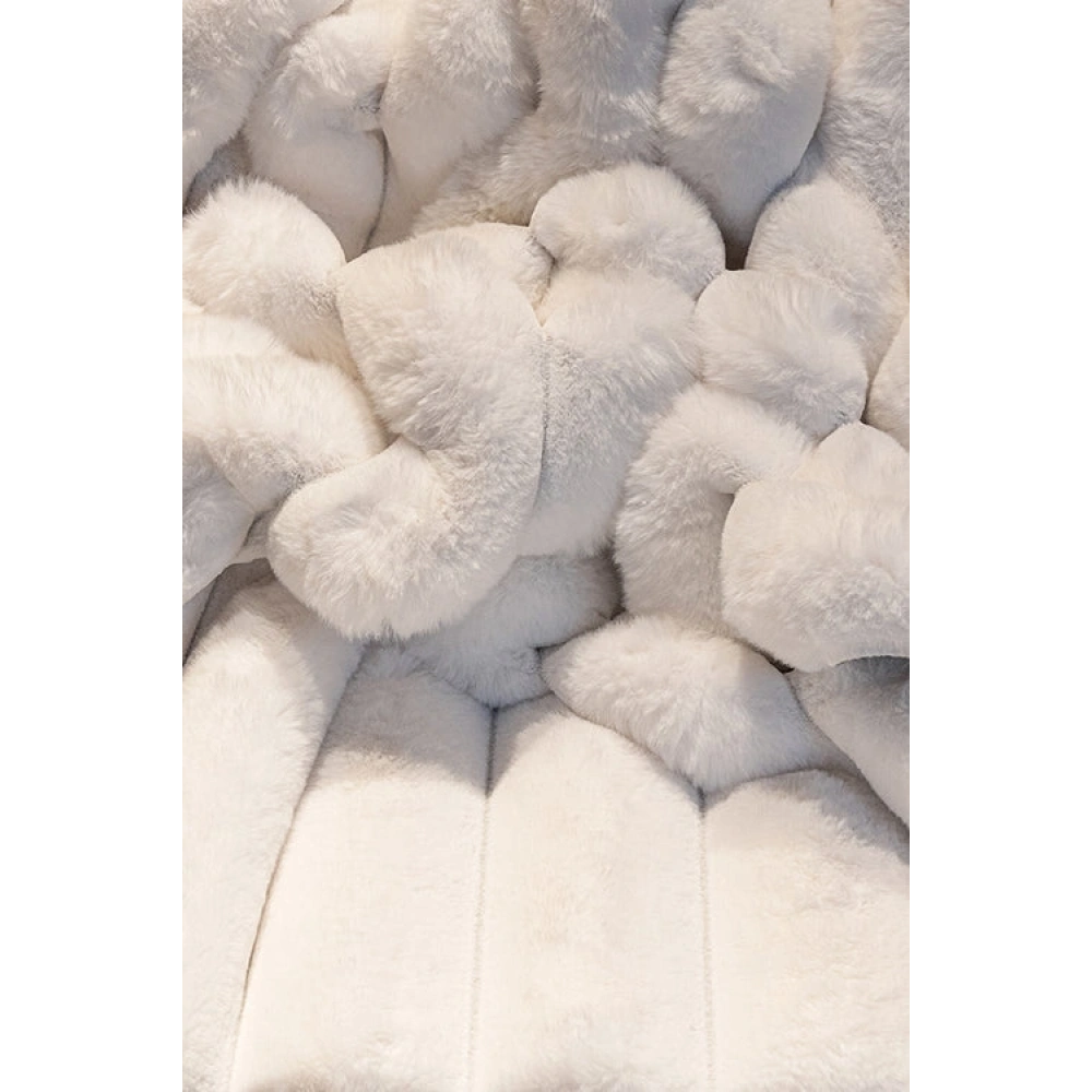 Apex Halı Linio 8051 Beyaz Peluş Kaymaz Taban Dekoratif Halı