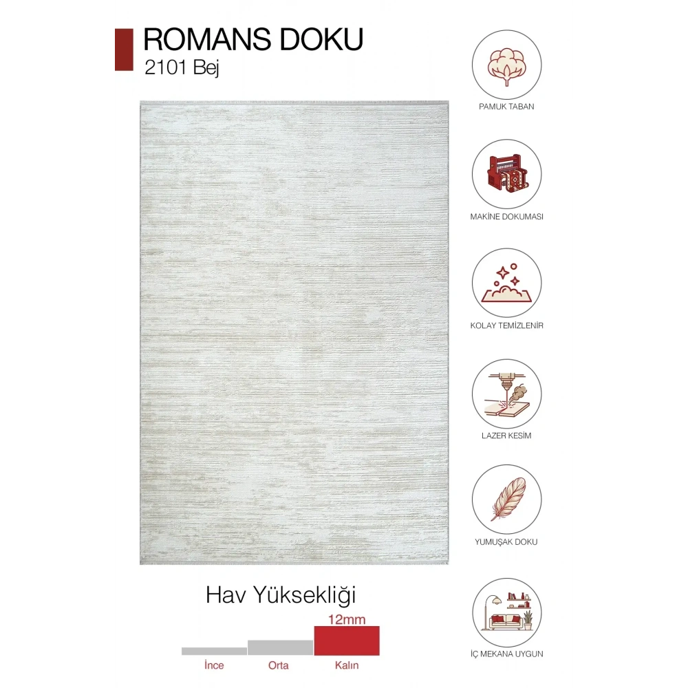 Hoom Rugs Doku 2101 Bej Modern Salon Halısı