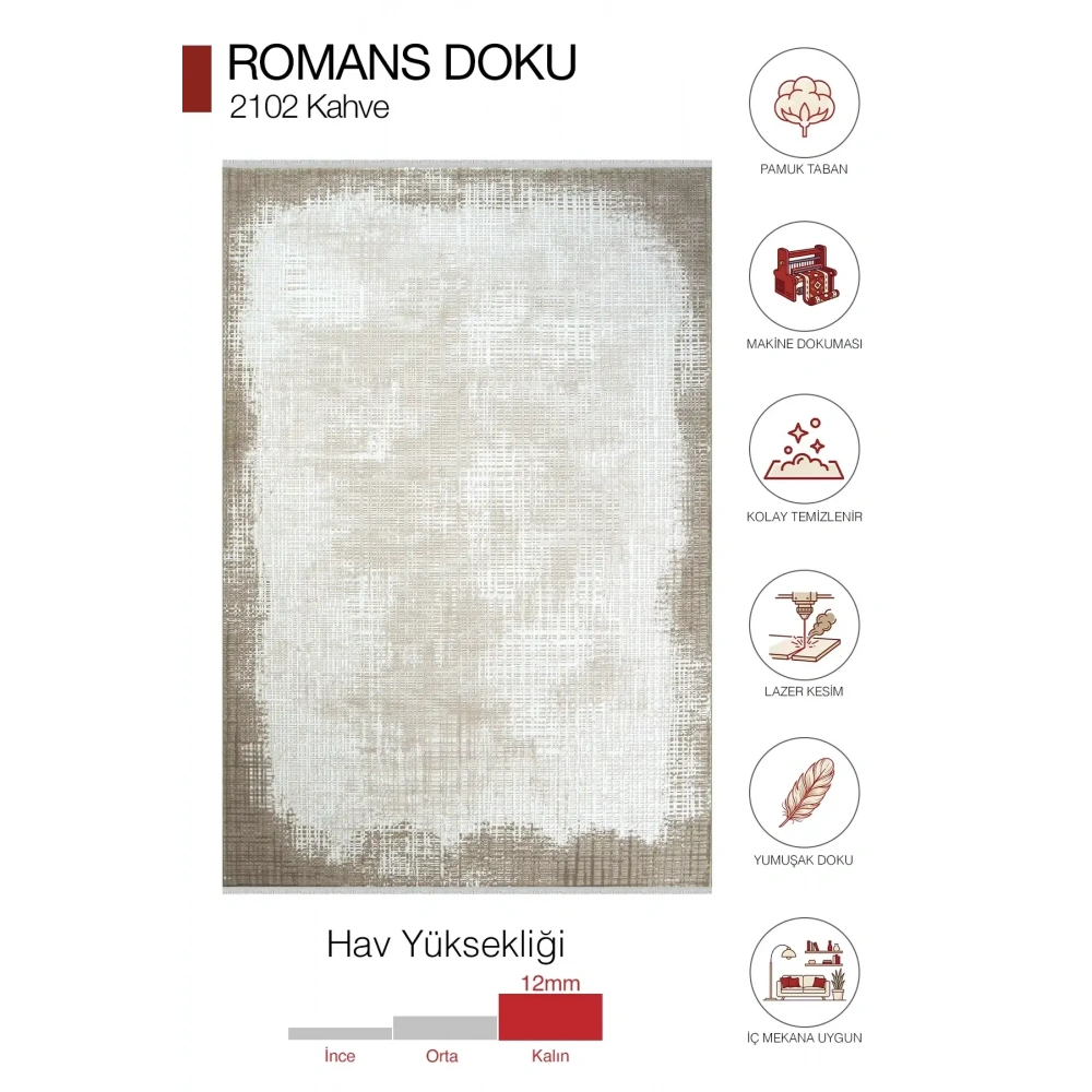 Hoom Rugs Doku 2102 Kahve Modern Salon Halısı