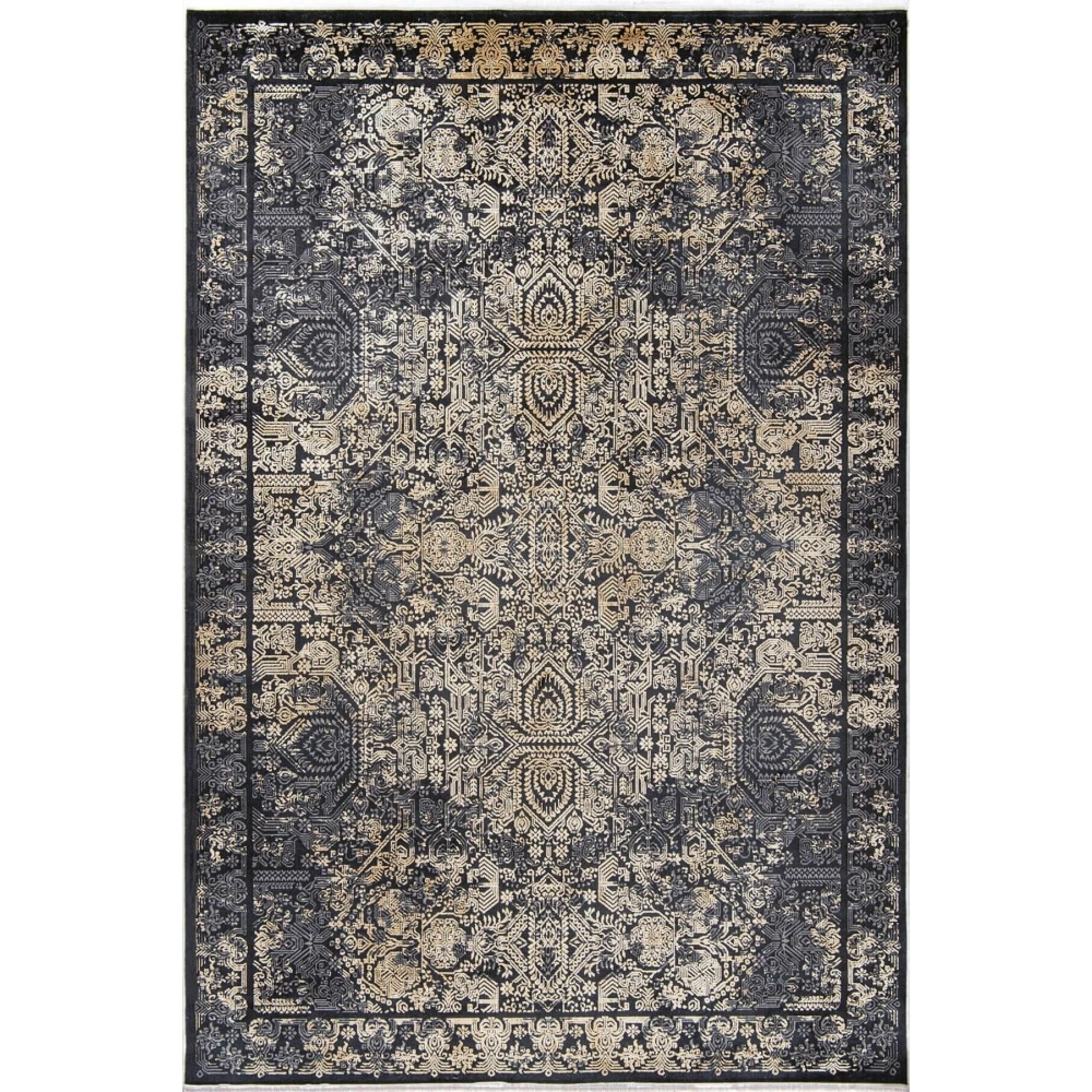 Hoom Rugs Natural 1707 Siyah Sarı Klasik Salon Halısı